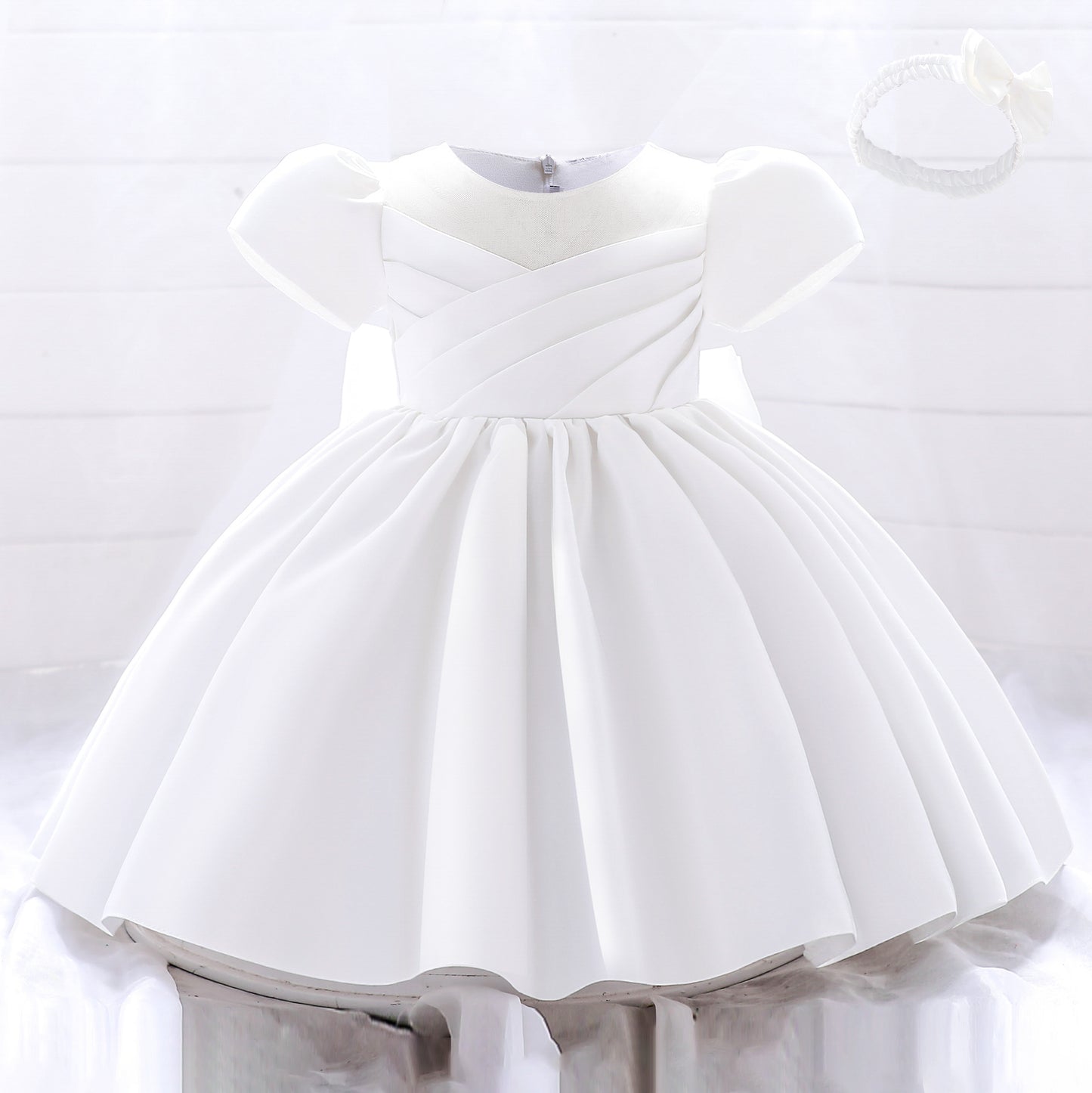 White Child Bridesmaid Princess Dress Ball Gown Bow Girls Dresses for Kids Party Wedding & Communion