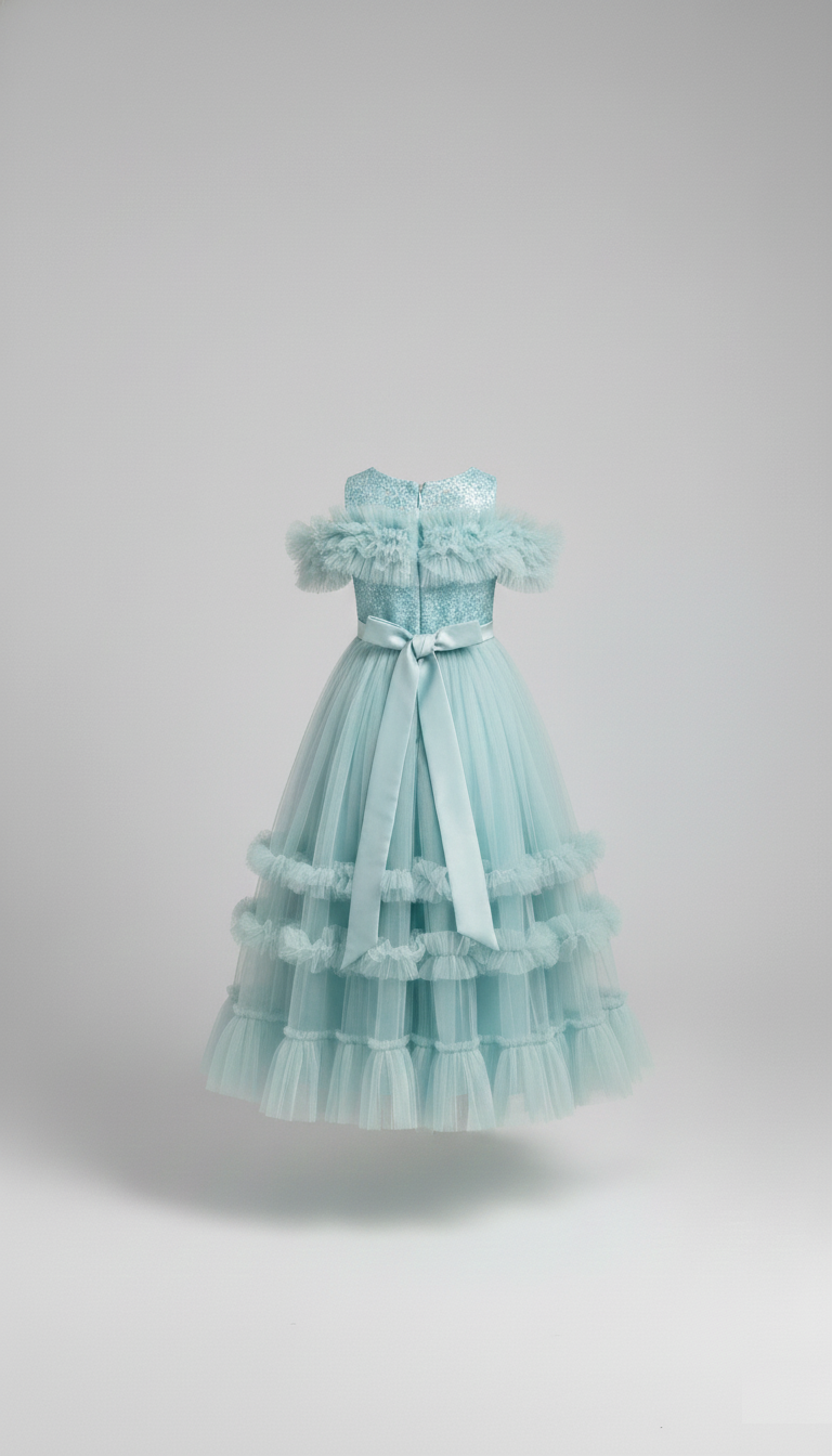 Sage Green Tiered Tulle Flower Girl Dress - Luxury Lace Special Occasion Gown | Melbourne Boutique