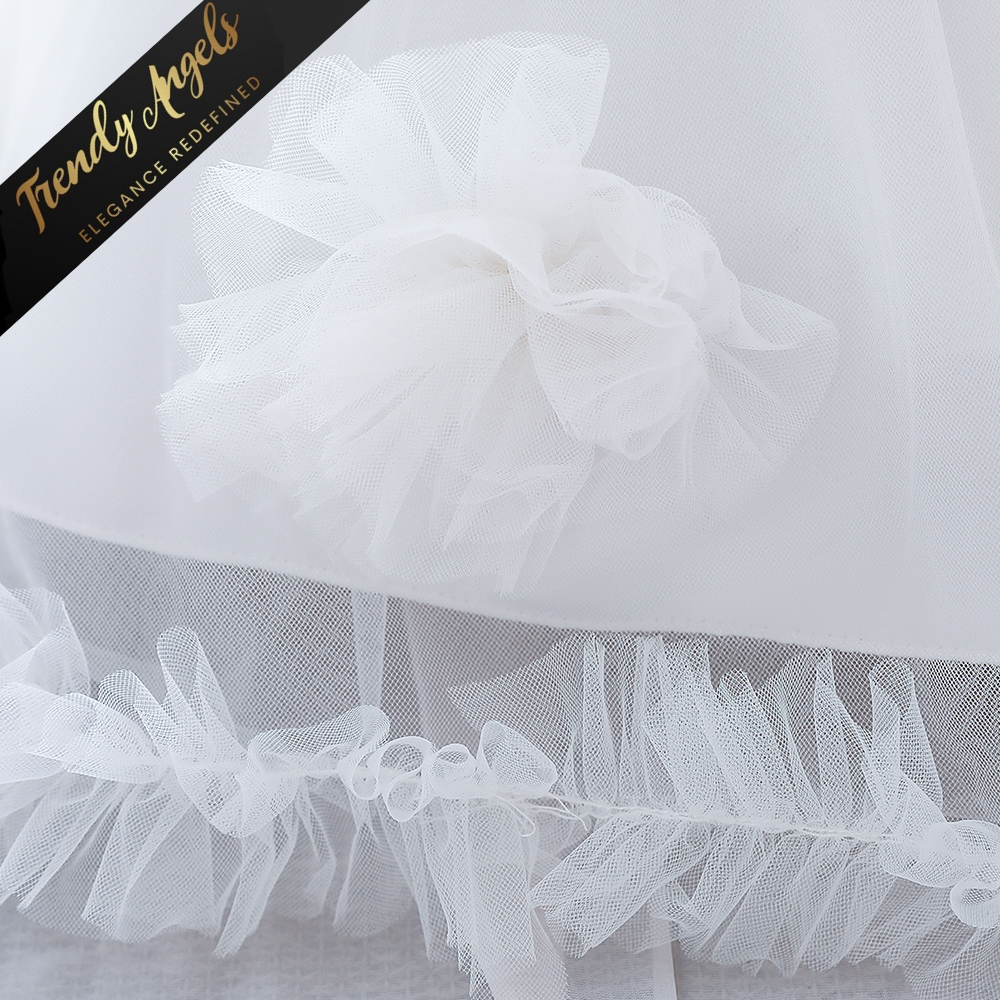 Trendy Angels White Flower Girl Bridesmaid Dresses Wedding Party Outfit Fancy Ball Gown Occasion Dress for Baby & Kids