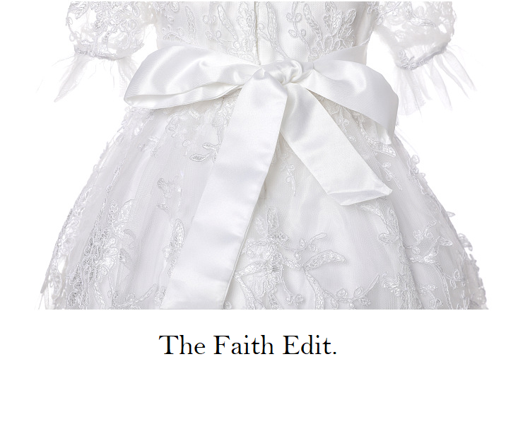 Heaven Sent Baby Girl Baptism Dress with Lace Bonnet - White Christening Gown