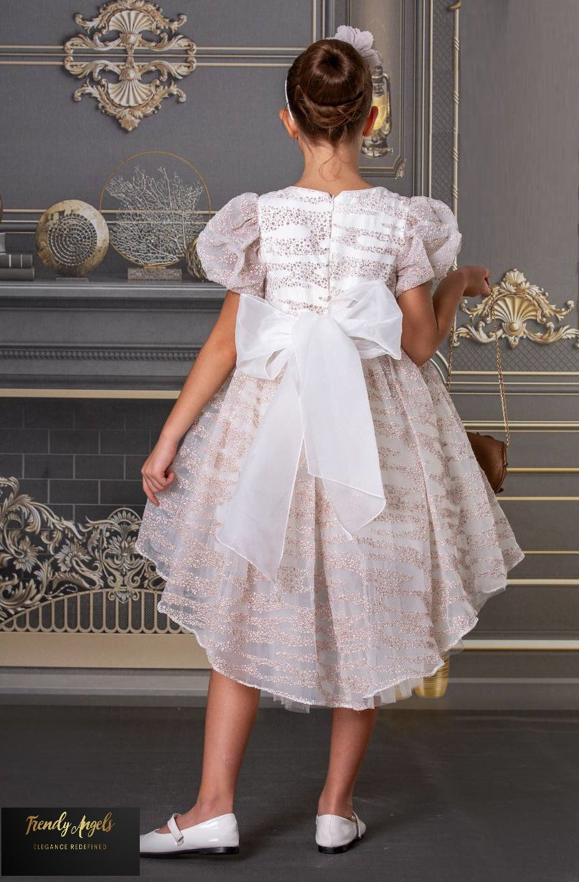 Bubble Sleeve Girls Tulle White Short Tail Wedding Flower Girl Dress Melbourne