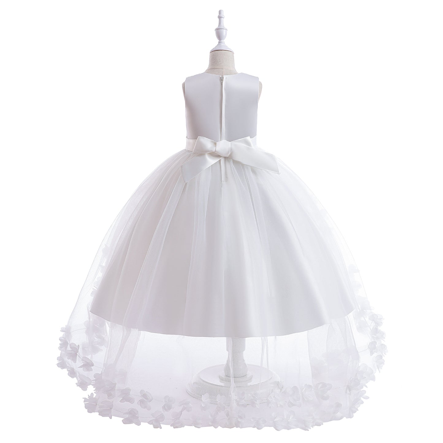Girls' Sleeveless Princess Evening Tail Dress with Pengpeng Cake Skirt – Elegant Formal Banquet Dress for Special Occasions