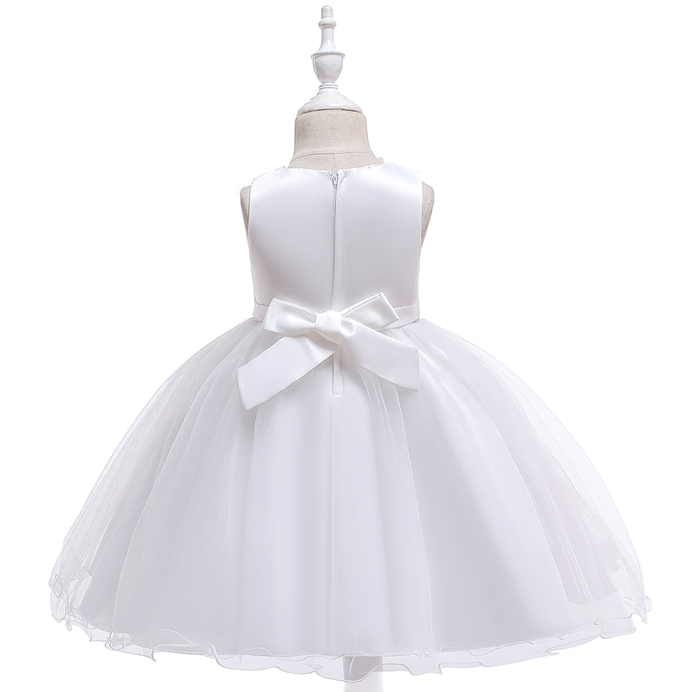 Floral Beaded Ball Gown for Toddlers & Girls - Perfect for Baptism, Flower Girl & Parties