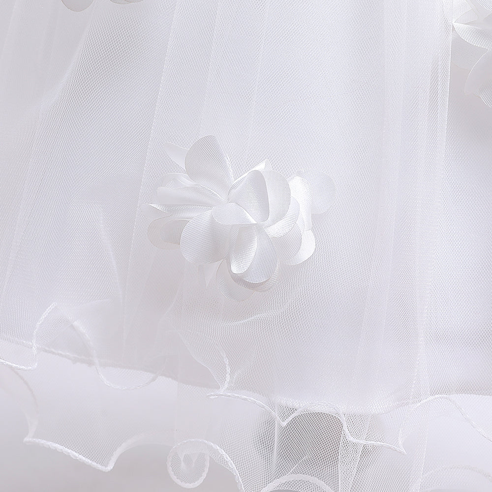 Floral Beaded Ball Gown for Toddlers & Girls - Perfect for Baptism, Flower Girl & Parties