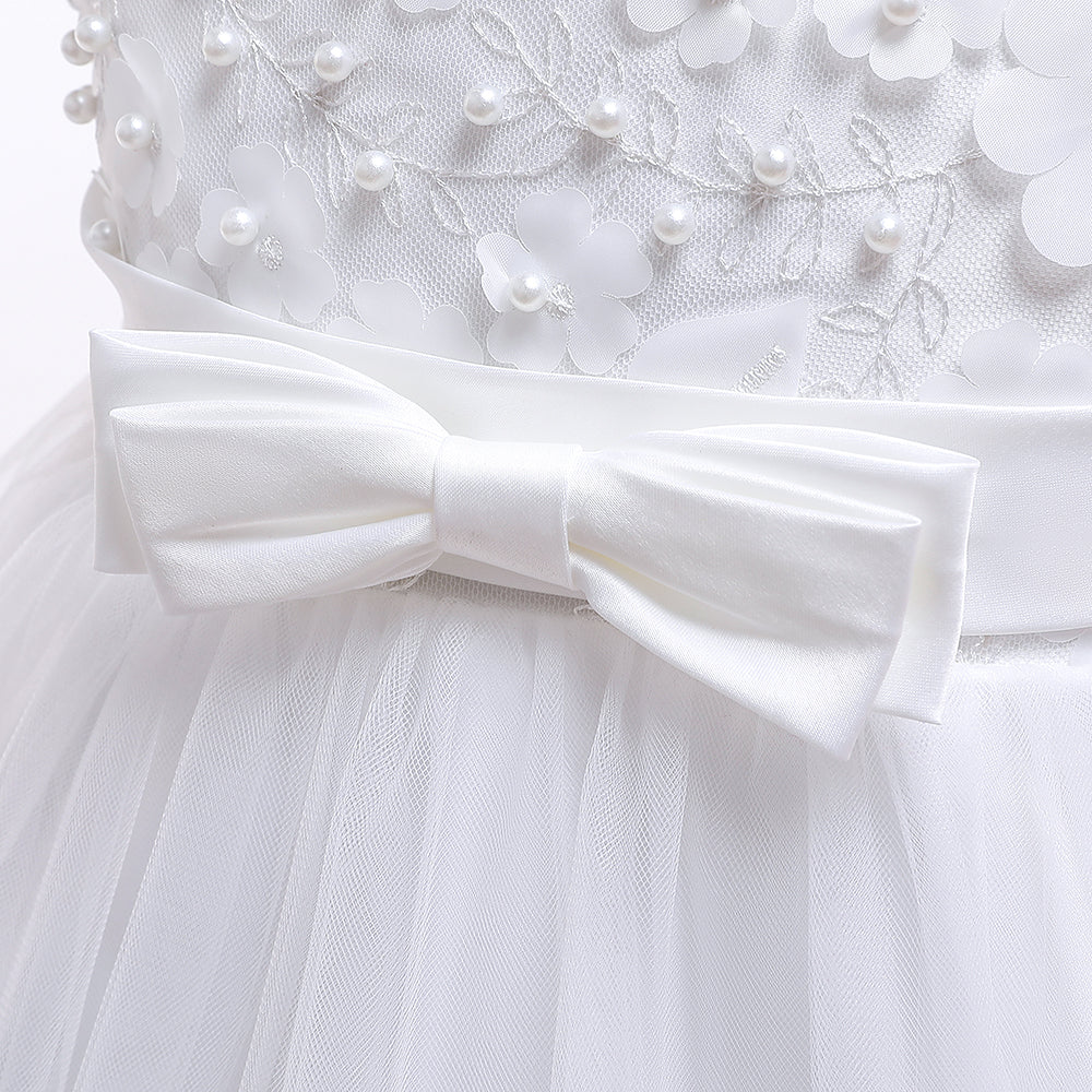 Floral Beaded Ball Gown for Toddlers & Girls - Perfect for Baptism, Flower Girl & Parties
