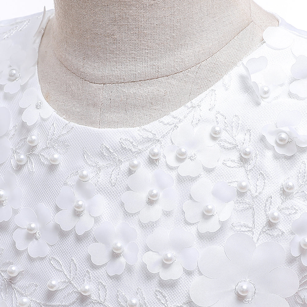 Floral Beaded Ball Gown for Toddlers & Girls - Perfect for Baptism, Flower Girl & Parties