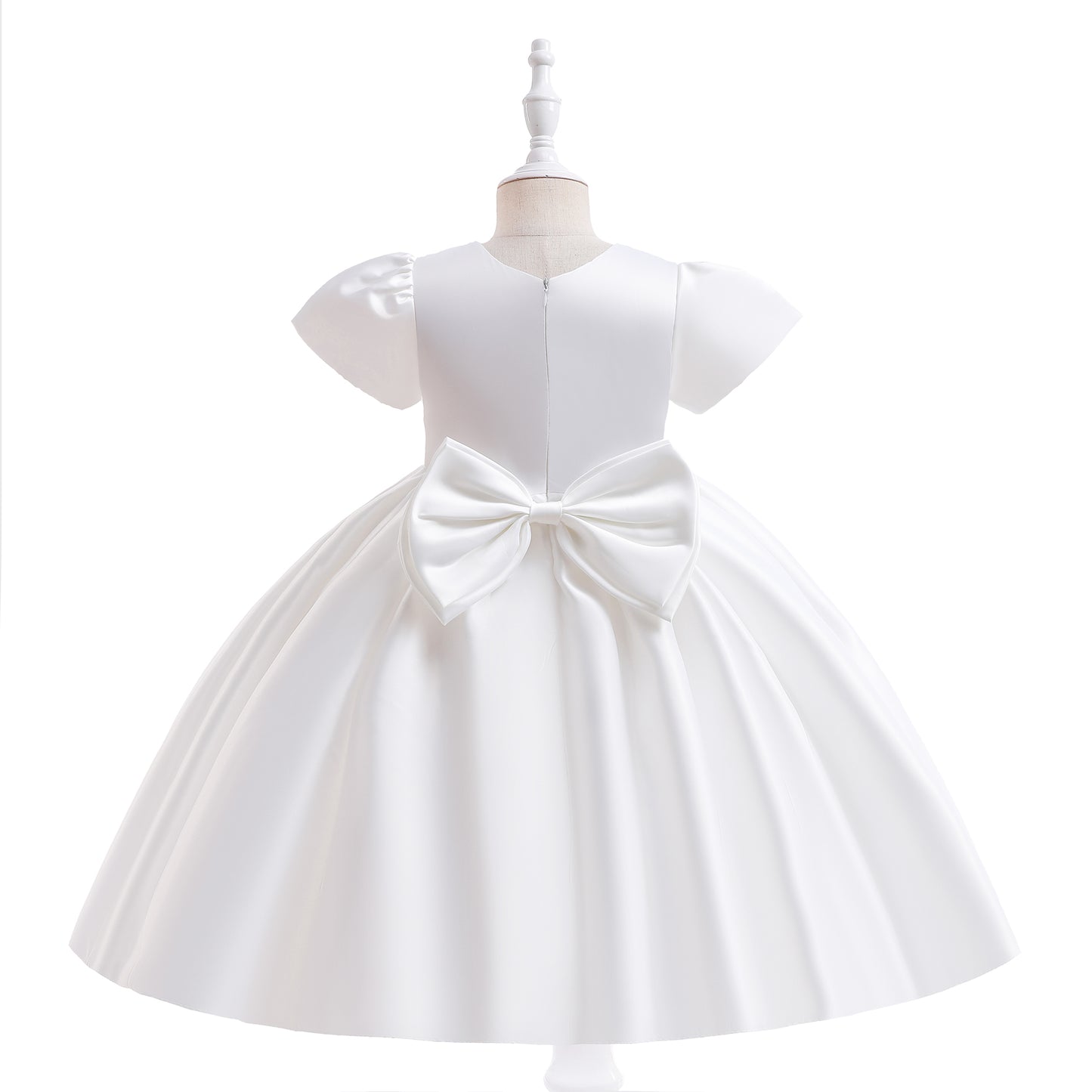 White Child Bridesmaid Princess Dress Ball Gown Bow Girls Dresses for Kids Party Wedding & Communion.