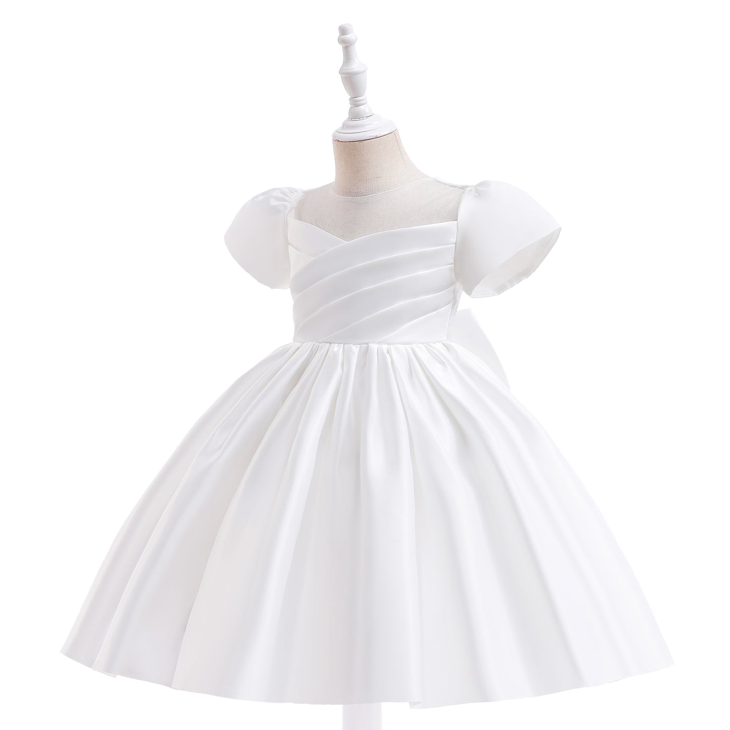 White Child Bridesmaid Princess Dress Ball Gown Bow Girls Dresses for Kids Party Wedding & Communion.