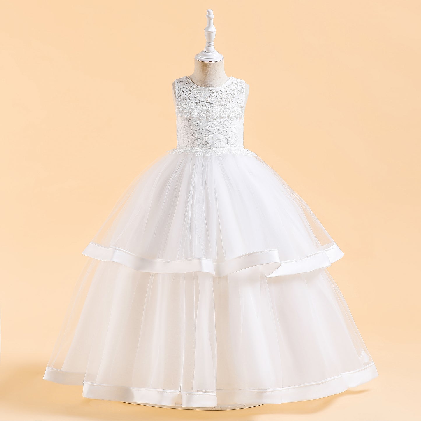 Elegant Lace Sleeveless Party Dress – Perfect for Communion, Weddings, Flower Girls & Birthday Princess Occasions