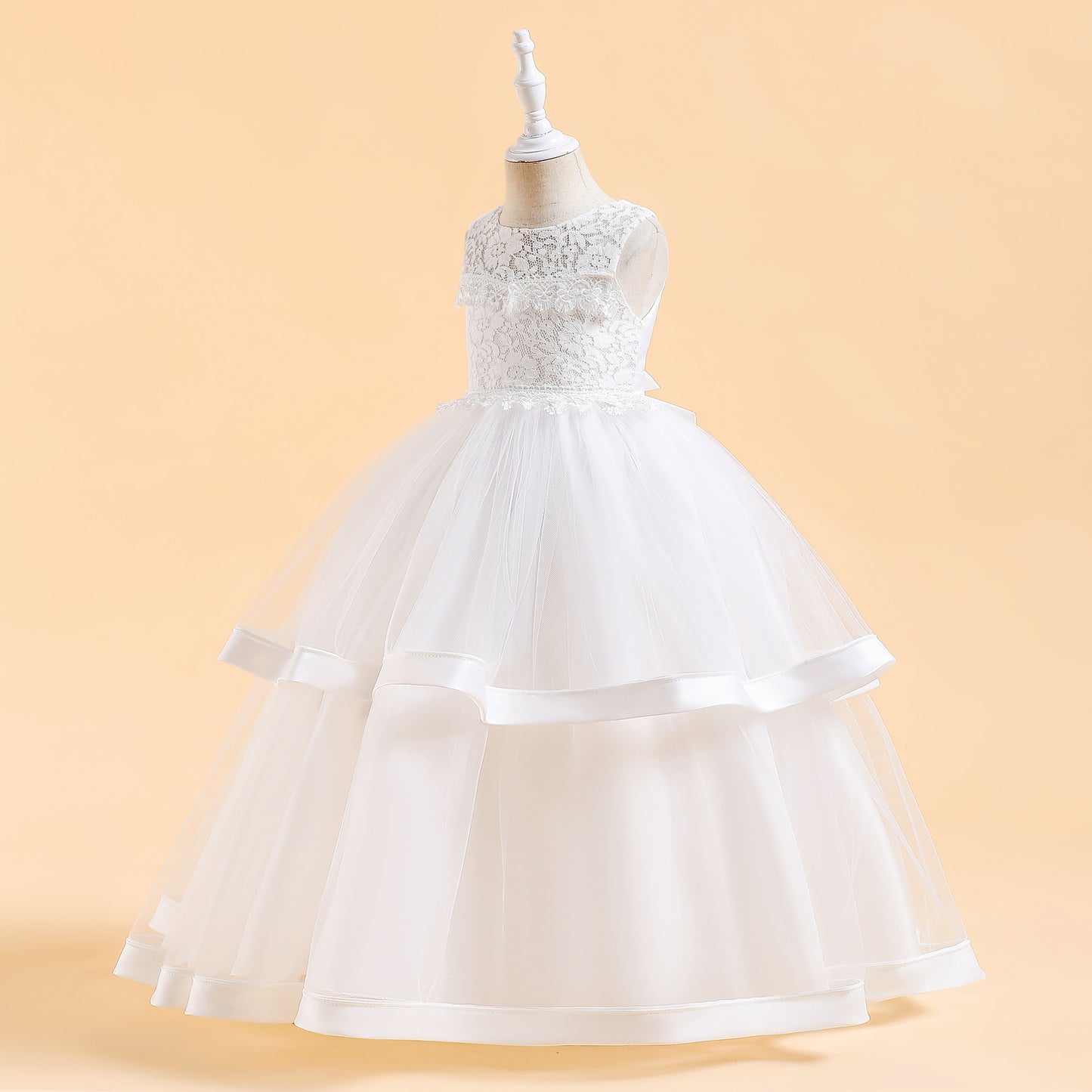 Elegant Lace Sleeveless Party Dress – Perfect for Communion, Weddings, Flower Girls & Birthday Princess Occasions
