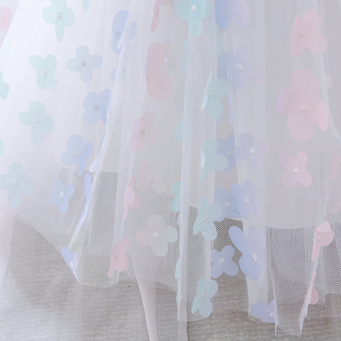 White kids/Girl Princess Birthday Butterfly Fancy Party Dress.