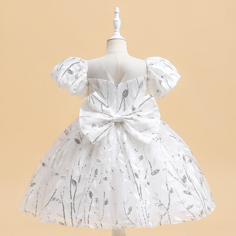 Tulle Girls Birthday Dress with Sweet Bubble Sleeve, Princess Party Dresses