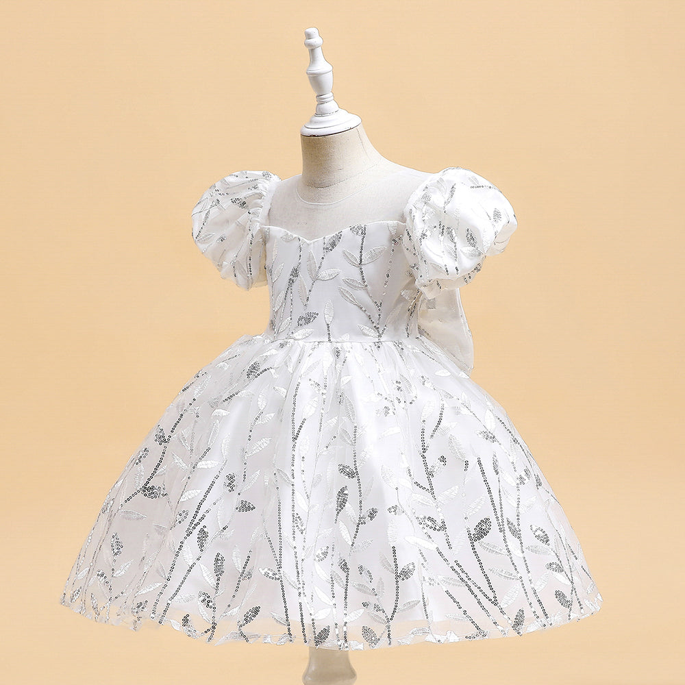 Tulle Girls Birthday Dress with Sweet Bubble Sleeve, Princess Party Dresses