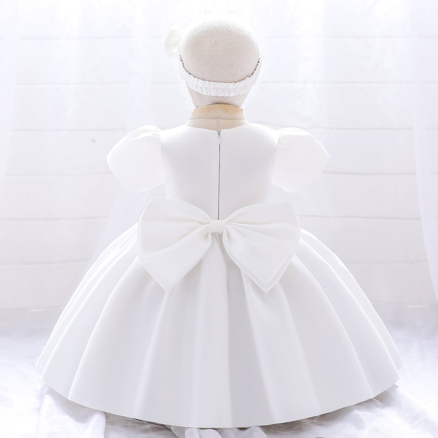 White Child Bridesmaid Princess Dress Ball Gown Bow Girls Dresses for Kids Party Wedding & Communion