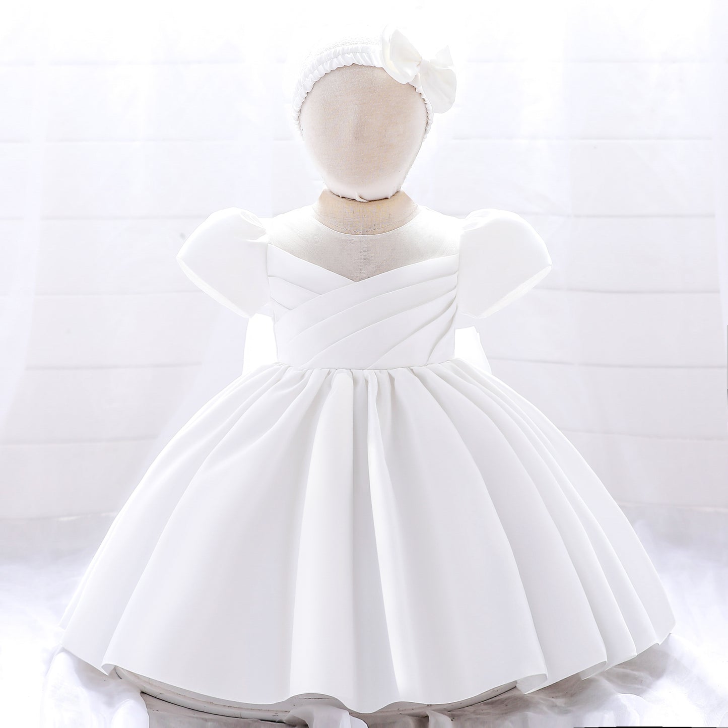 White Child Bridesmaid Princess Dress Ball Gown Bow Girls Dresses for Kids Party Wedding & Communion