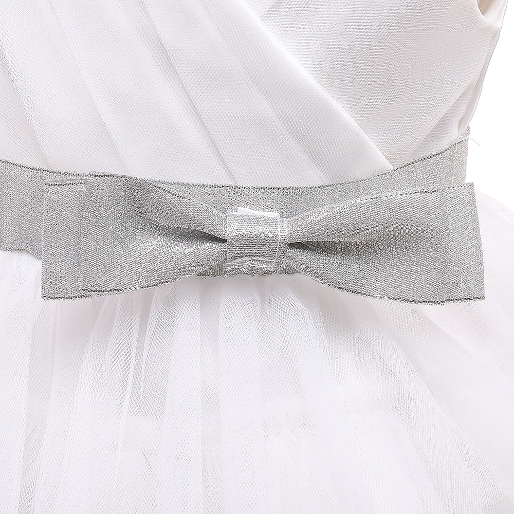Tutu Pageant Lace 6-Layer Cake Dress & Summer Baby Birthday Kids White Party Dress.