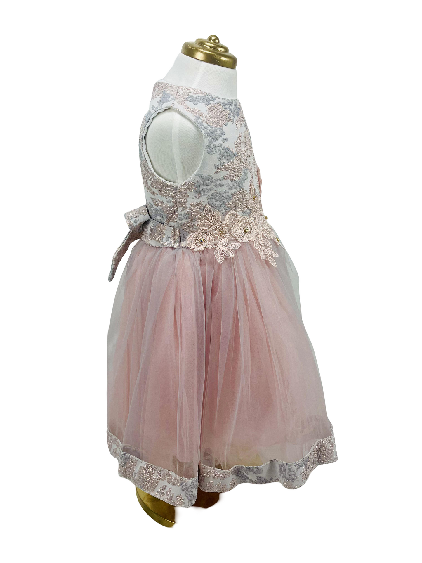 3Pcs Floral Dresses Embroidery Fabric French Lace Girls Dress with Long stylish Coat, Bag and the Dress.