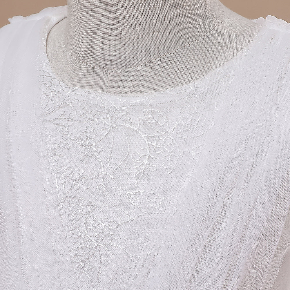 Elegant Long Sleeve Flower Girl Wedding & Communion Dress – Floor-Length Grace for Special Occasions