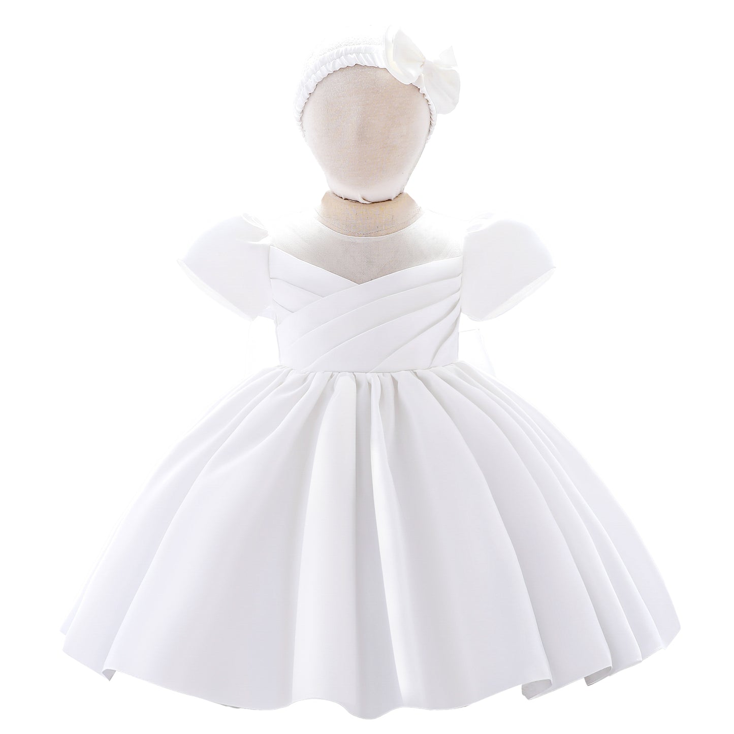 White Child Bridesmaid Princess Dress Ball Gown Bow Girls Dresses for Kids Party Wedding & Communion