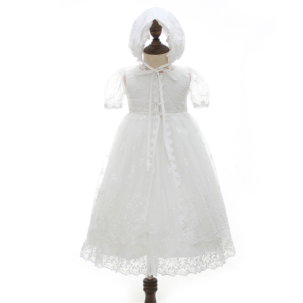 Grace Heirloom Floral Lace Christening Gown & Bonnet Set