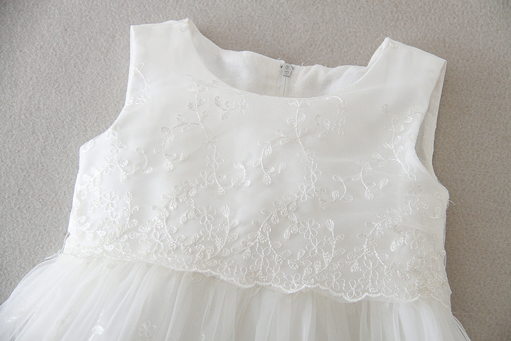 3-Piece Baby Baptism Set – Lace Dress, Matching Bonnet & Long Mesh Lace Robe