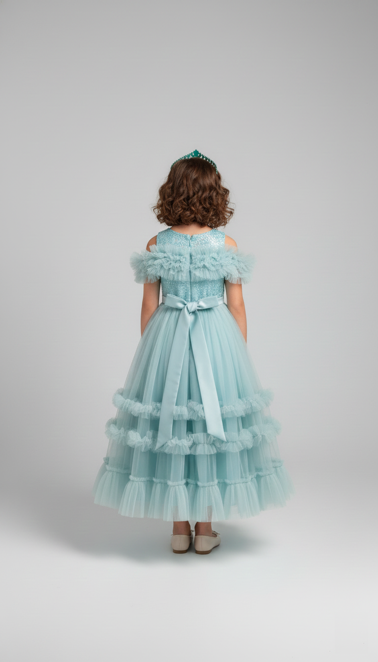 Sage Green Tiered Tulle Flower Girl Dress - Luxury Lace Special Occasion Gown | Melbourne Boutique