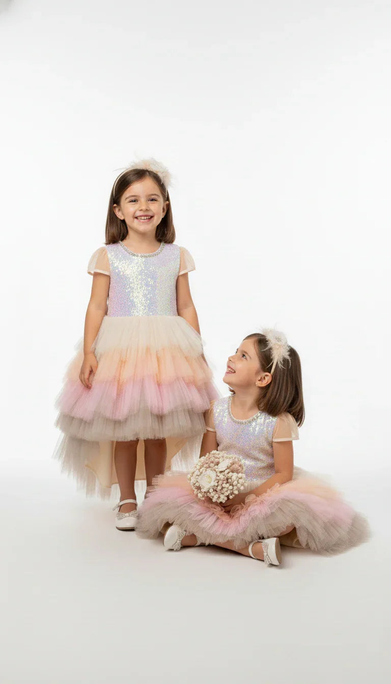 Enchanting Rainbow Flower Girl Dress Melbourne High-Low Gown