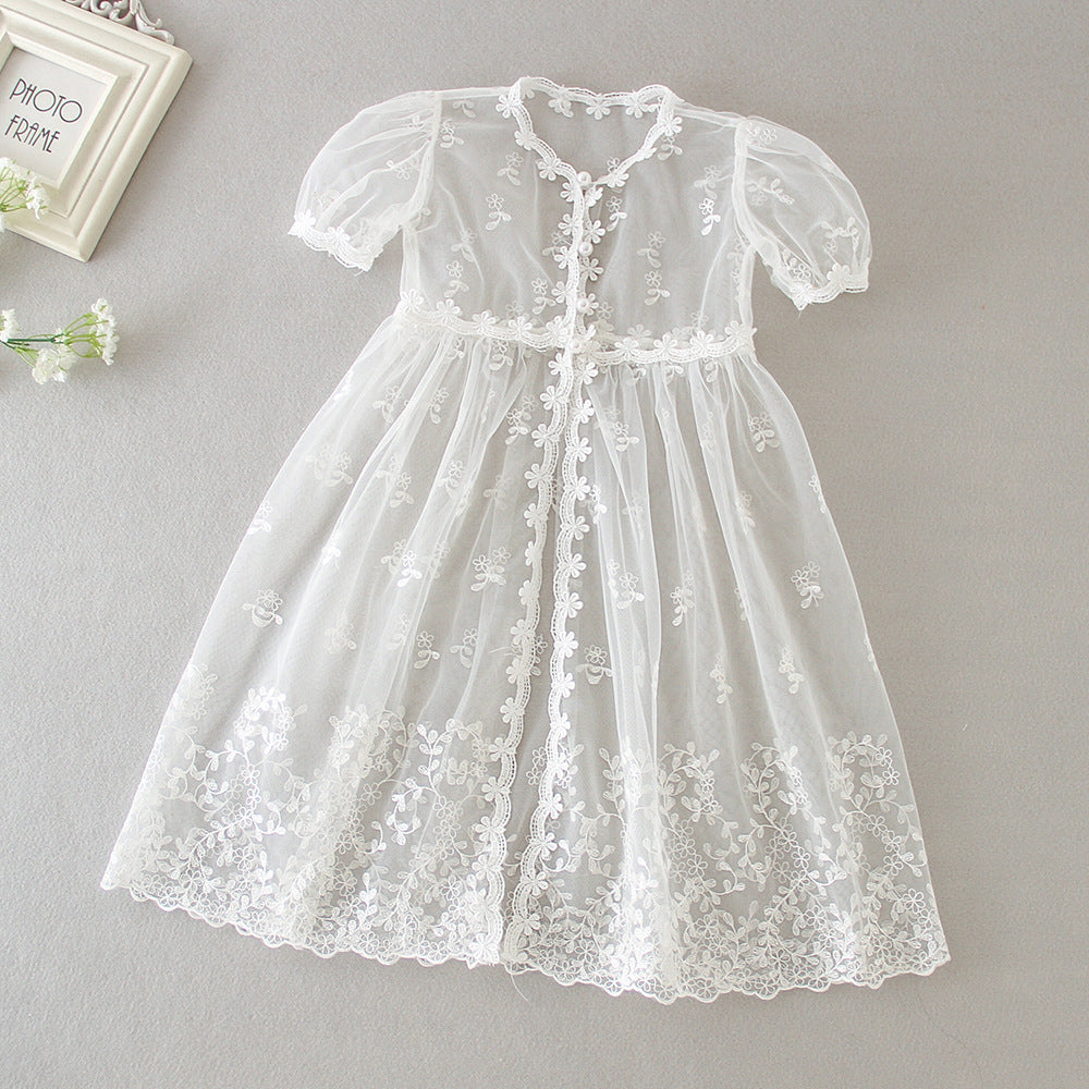 Grace Heirloom Floral Lace Christening Gown & Bonnet Set