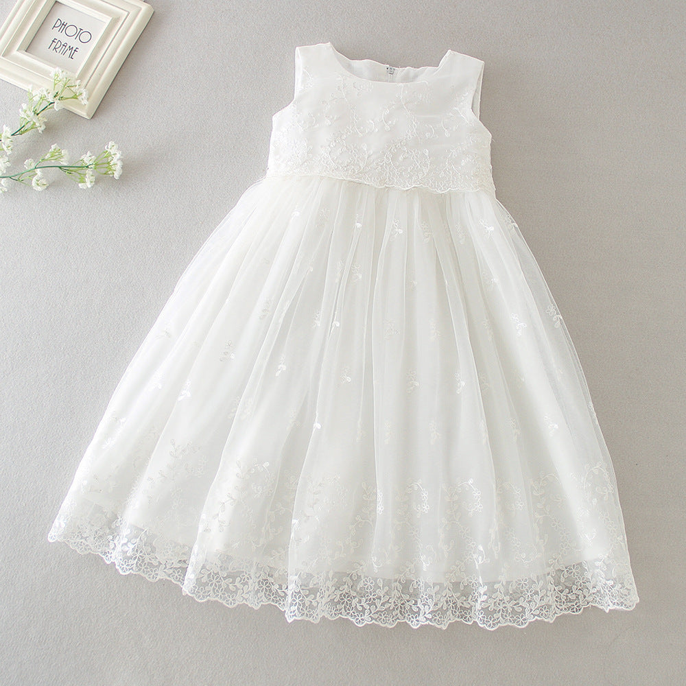 3-Piece Baby Baptism Set – Lace Dress, Matching Bonnet & Long Mesh Lace Robe