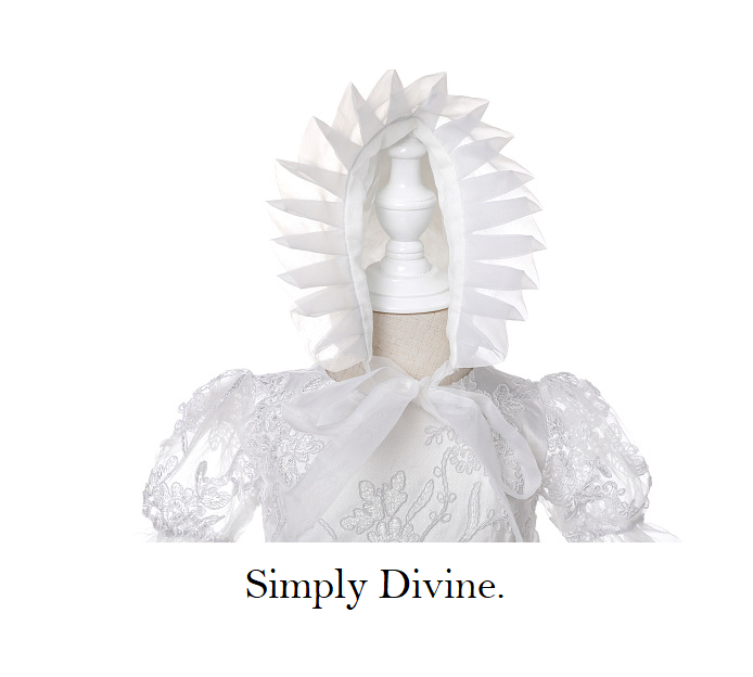 Heaven Sent Baby Girl Baptism Dress with Lace Bonnet - White Christening Gown