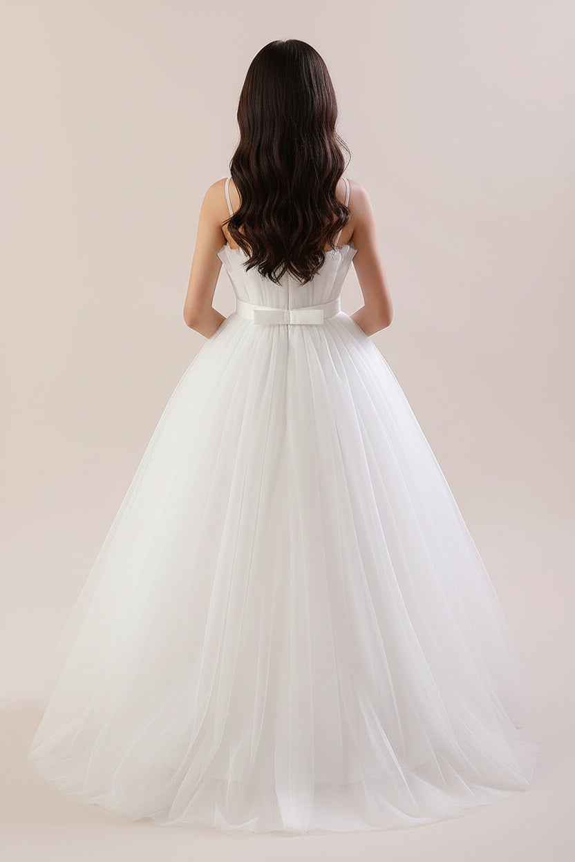 White Tulle Flower Girl Dress