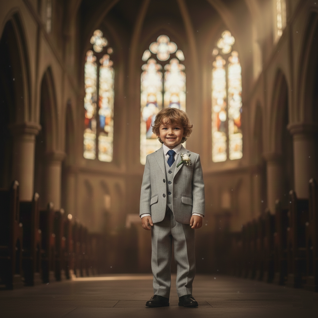Dapper grey suit for boys' weddings and christenings at Trendy Angels Boutique in Brunswick, Melbourne.