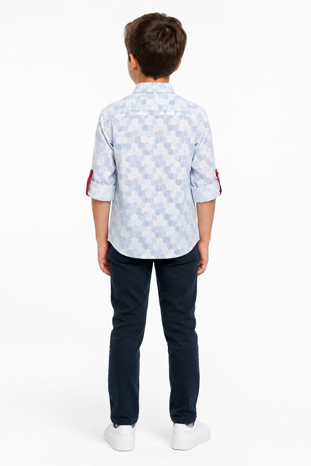 Exclusive Boys Designer Button-Down Shirt with Roll Up Tab | Maroondah Formal Wear