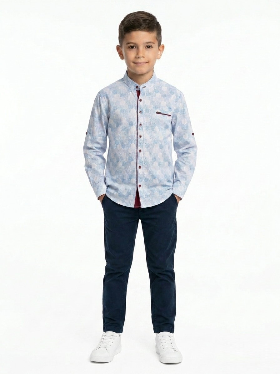 Exclusive Boys Designer Button-Down Shirt with Roll Up Tab | Maroondah Formal Wear