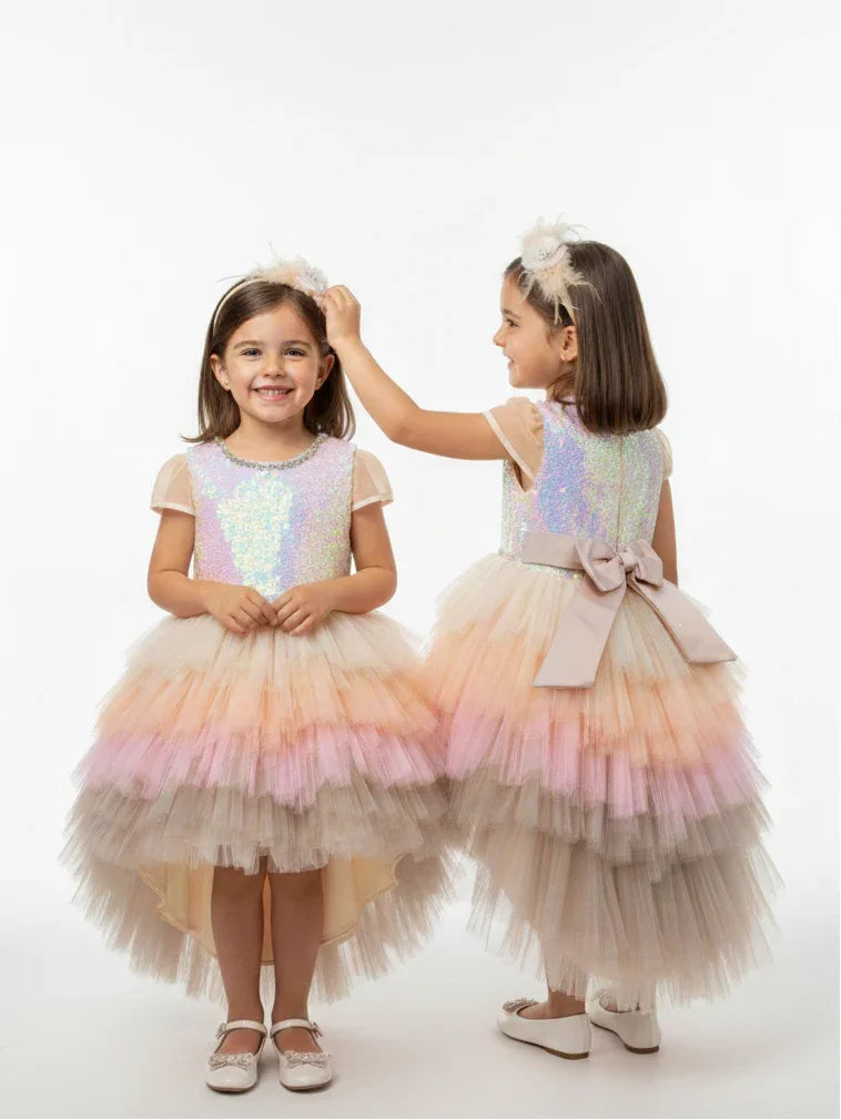 Enchanting Rainbow Flower Girl Dress Melbourne High-Low Gown