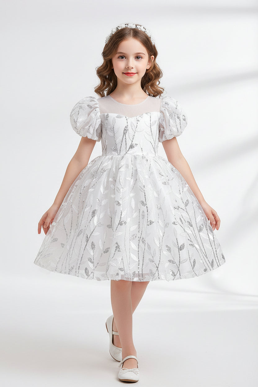 Elegant girls white party dress for birthdays and celebrations available at Trendy Angels Boutique in Glenroy.
