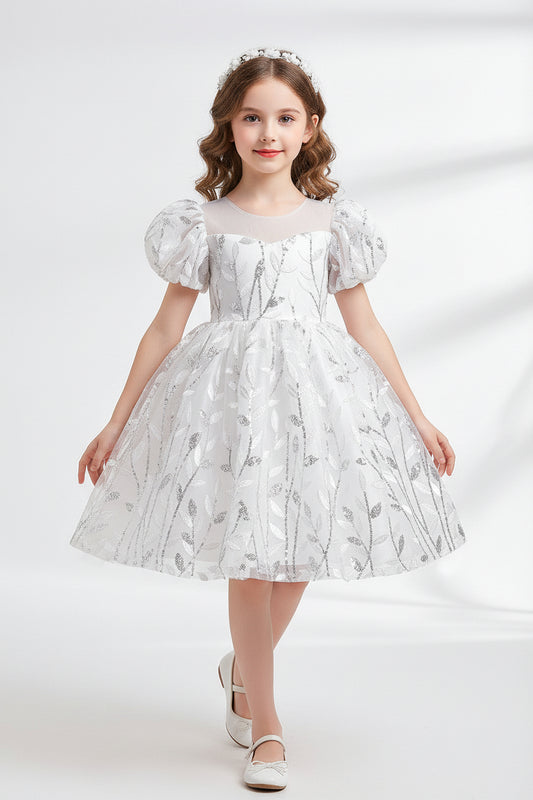 Elegant girls white party dress for birthdays and celebrations available at Trendy Angels Boutique in Glenroy.