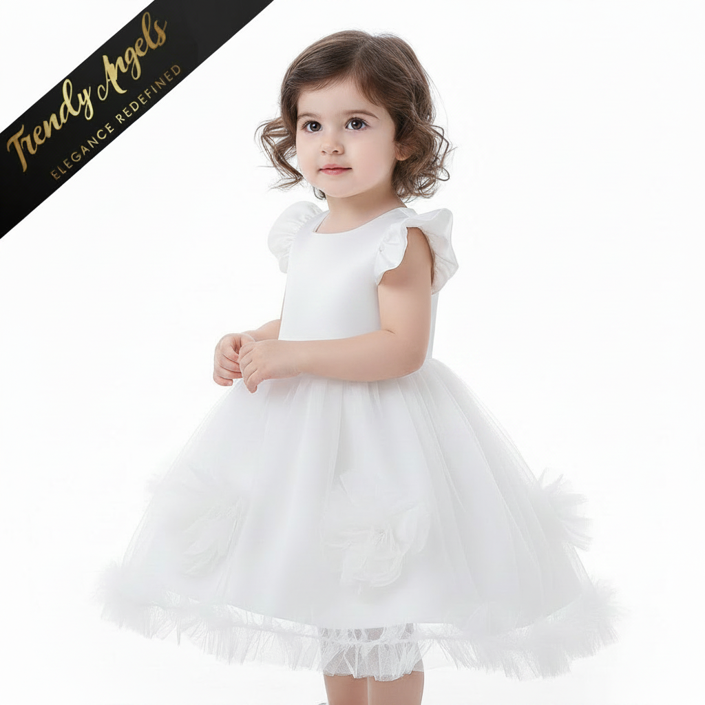 White flower girl dress for weddings and parties in St Kilda - Trendy Angels Boutique