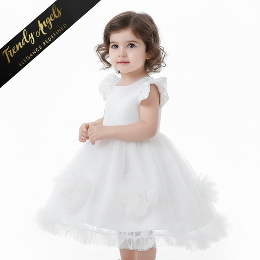 White flower girl dress for weddings and parties in St Kilda - Trendy Angels Boutique